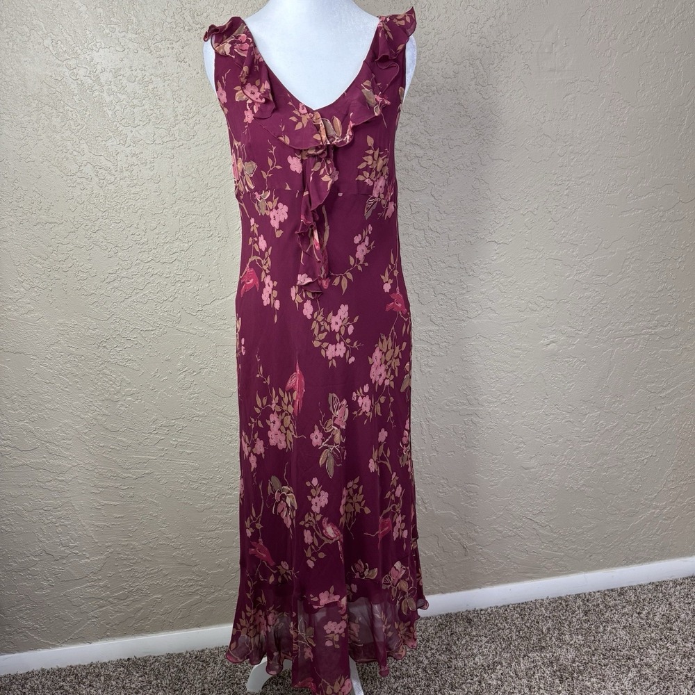 Jonathan Martin Studio VTG Y2K Silk Maxi Dress Sz 10 Floral Fairy Ruffle Babydol - Picture 2 of 9